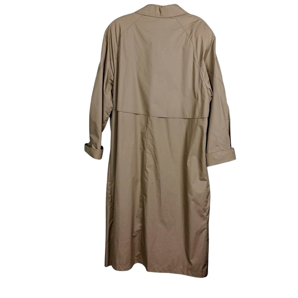 THE TOTES COAT Women's Vintage 80s Tan Button Up Rain Trench Coat Pockets Sz 18½ - Picture 2 of 13